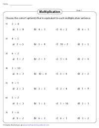 Equivalent Multiplication Sentences | MCQs