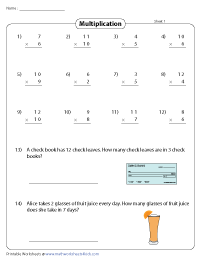 Multiplication With Word Problems | Factors up to 12