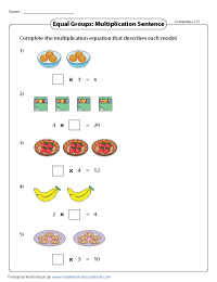 Completing Multiplication Sentences | Equal Groups - Level 1