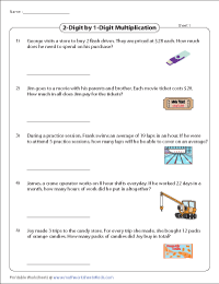 Multiplication Word Problems Worksheets