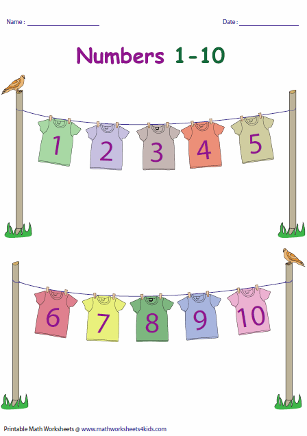 Printable Number Chart For Kindergarten