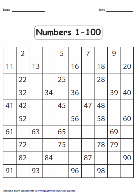 Blank 100 Number Chart Printable