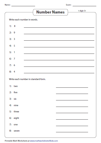 number names worksheets ones tens hundreds