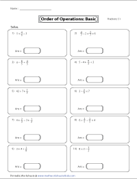 Order of Operations - Fractions