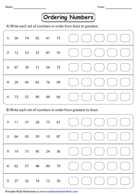 ordering-numbers-worksheets