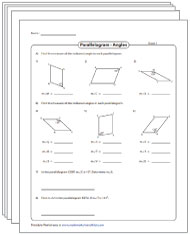 Angles in Parallelograms Worksheets