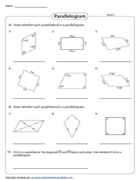 Parallelogram Worksheets