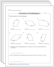 Perimeter of Parallelograms Worksheets
