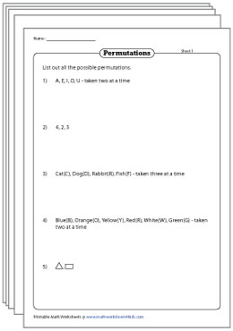 Permutation and Combination Worksheets