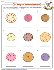Circumference of the Pies Worksheet