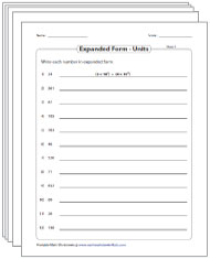 Standard and Expanded Exponent Form Worksheets