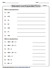standard form worksheets pdf Standard and Expanded Form Worksheets