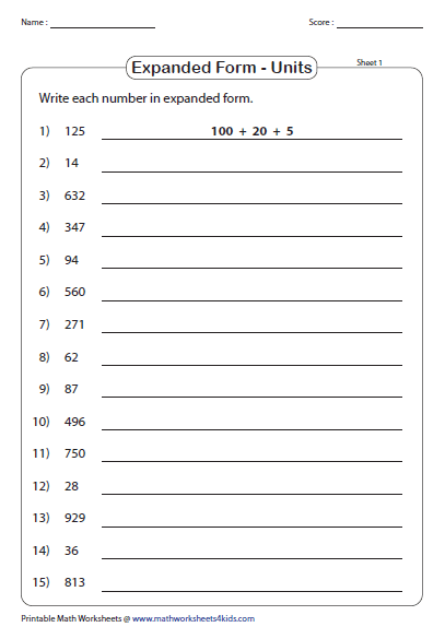Standard And Expanded Form Place Value Worksheets