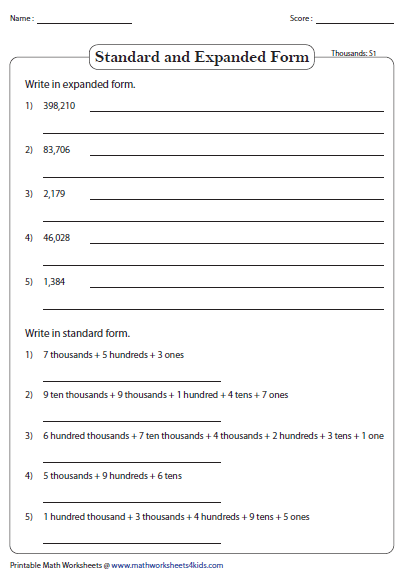 Standard and Expanded Word Form | Place Value Worksheets