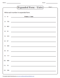 Standard and Expanded Word Form Worksheets