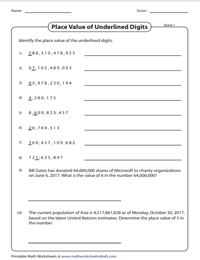 Multi-Digit Place Value Worksheets | Millions and Billions