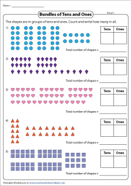 Bundles of Tens and Ones Worksheets