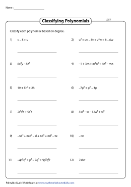 Classify Polynomials: Based on Degree - Level 2