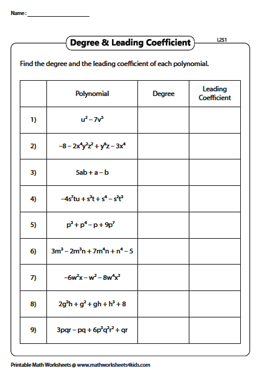 Find the Degree and Leading Coefficient: Level 2