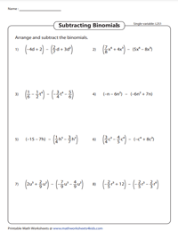 Rearrange and Subtract: Single-variable - Level 2