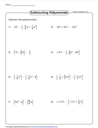 Subtracting Binomial and Monomial: Single-variable - Level 2