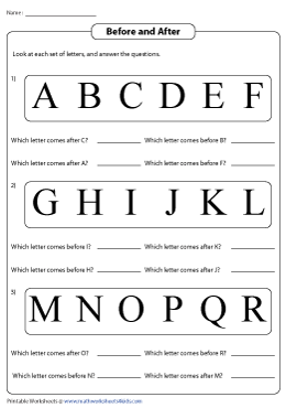 Identifying the Letters Before and After