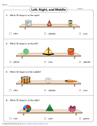 Identifying 3D Shapes | Left, Right, and Middle