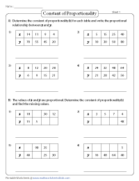 Finding Constant of Proportionality | Horizontal Tables