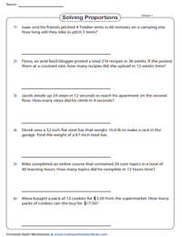 proportion problem solving worksheet