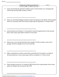 Solving Proportions Worksheets