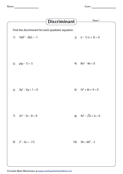 quadratic-formula-worksheets