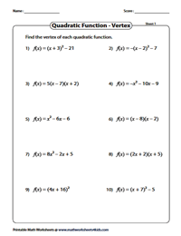 Quadratic Function: Identify the Vertex
