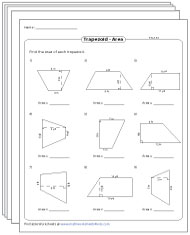 Area of Trapezoids Worksheets