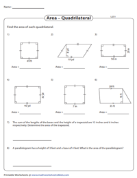 Area of a Quadrilateral | Whole numbers