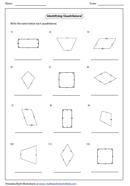 20 Quadrilateral Worksheets 4th Grade Worksheet From Home 2d Shape 