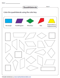 Identifying Quadrilaterals Worksheets