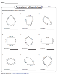 Perimeter of Quadrilaterals | Decimals – Type 1