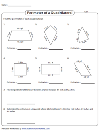 Perimeter of Quadrilaterals | Decimals – Type 2
