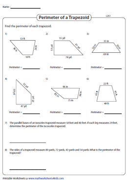 Perimeter of Trapezoids | Integers - Level 2