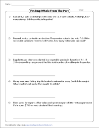 Ratio Word Problems Worksheets