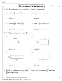 Perimeter of Rectangles Worksheets