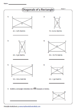 Properties of a Rectangle worksheets