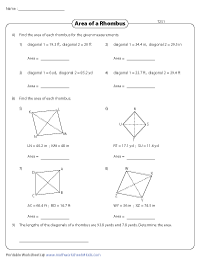 Area of a Rhombus | Decimals – Type 2