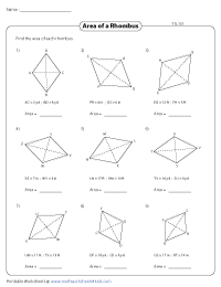 Area of Rhombus Worksheets