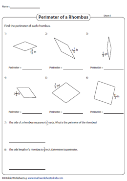 Perimeter of a Rhombus | Fractions