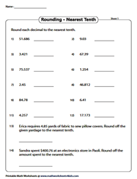 Rounding Decimals Worksheets