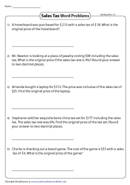 Sales Tax Worksheets