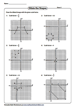 Dilation with Center at Origin | Dilation Worksheets
