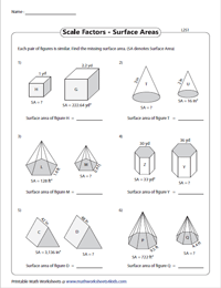 Volume and Surface Area of Similar Figures | Scale Factor Worksheets