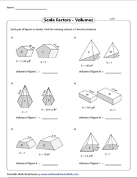 Volume and Surface Area of Similar Figures | Scale Factor Worksheets